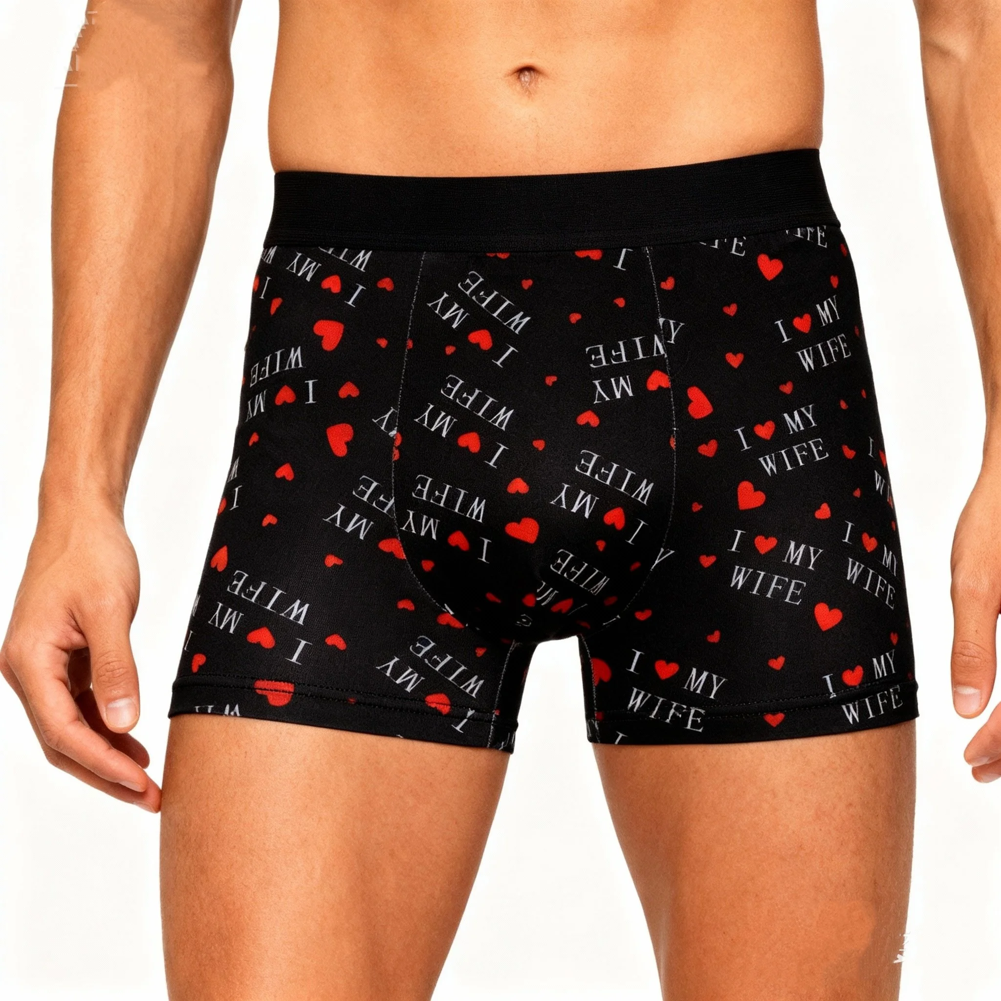 4 unidades de roupa íntima masculina com estampa de coração respirável cintura média presente de dia dos namorados