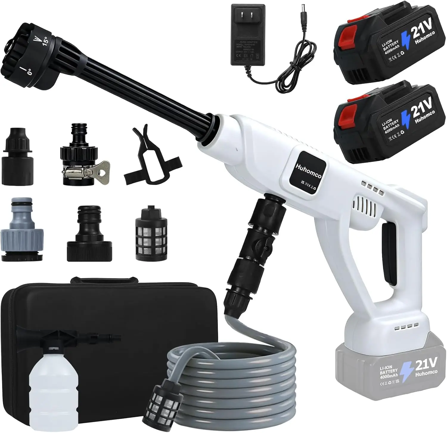 

Cordless Pressure Washer Battery Powered - 1500PSI 2.6GPM Portable Power Washer with 400W Brushless Motor, Dual 4.0Ah Batteries