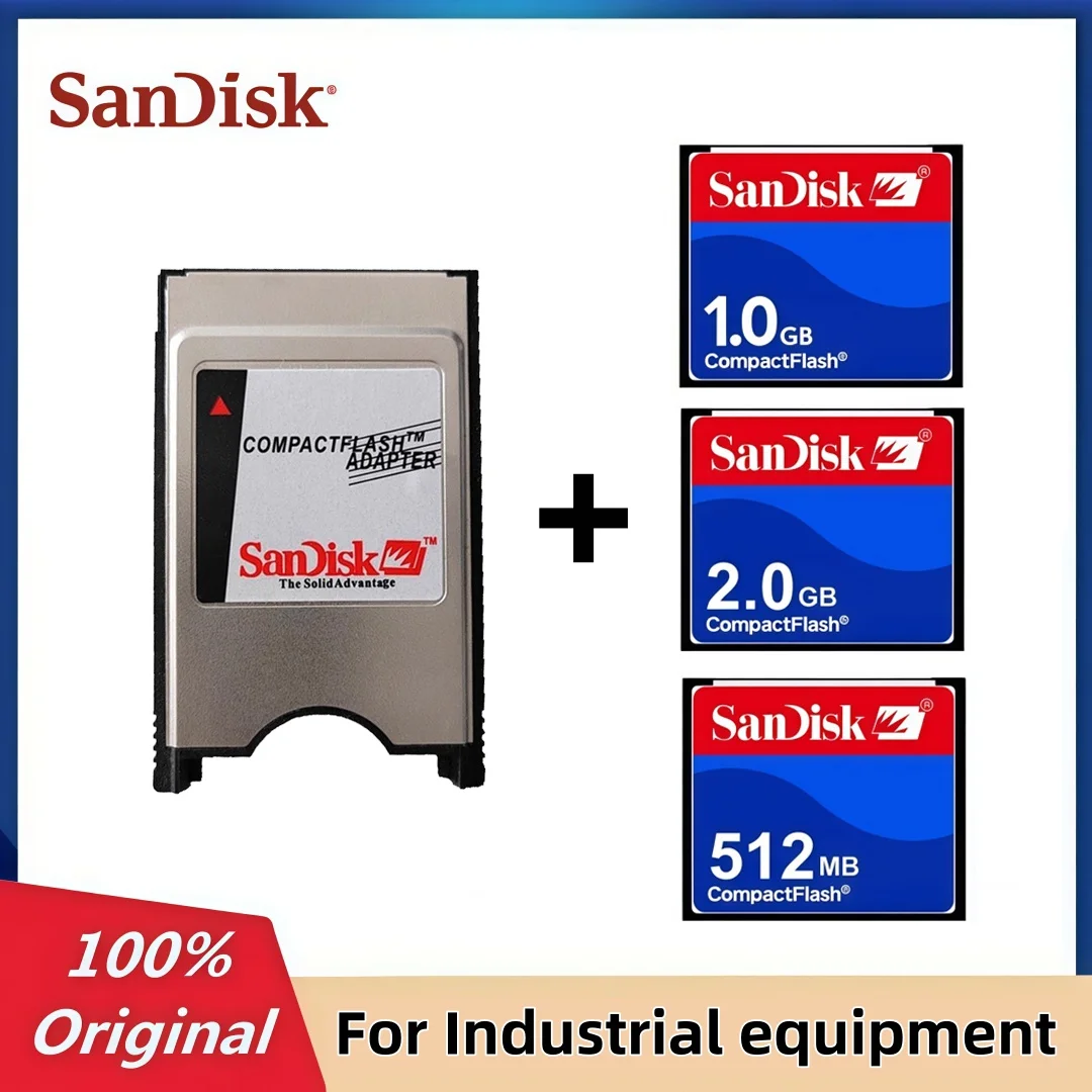 Tarjetas CF originales SanDisk de 32 MB - 2 GB con adaptador Pcmcia para equipos industriales Frank, Fanuc, CNC, Mitsubishi