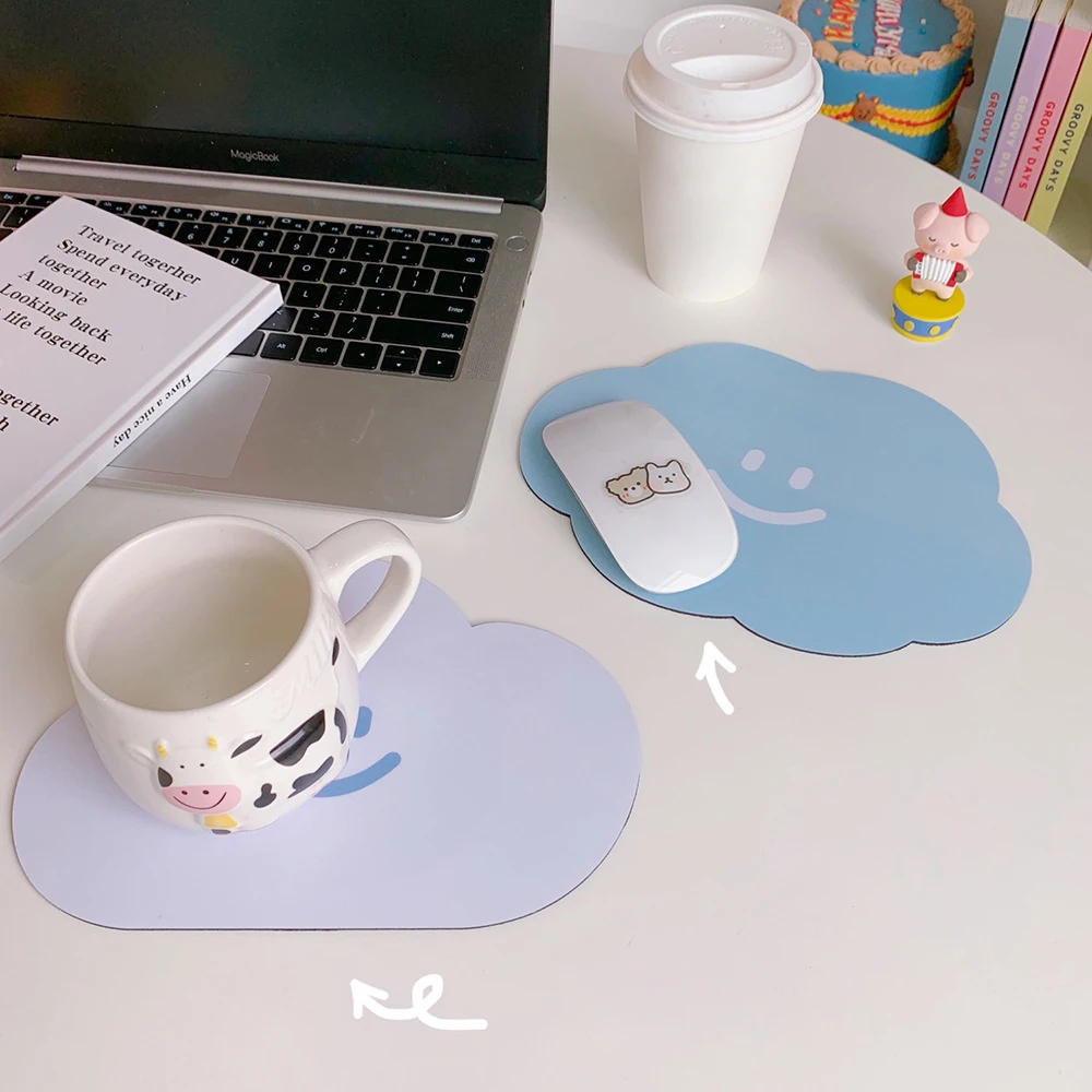 Kawaii Cloud Mouse Pad Cute Desk Mat Waterproof Non Slip Insulation Pad Korean Stationery Table Mat Coster Office Supplies