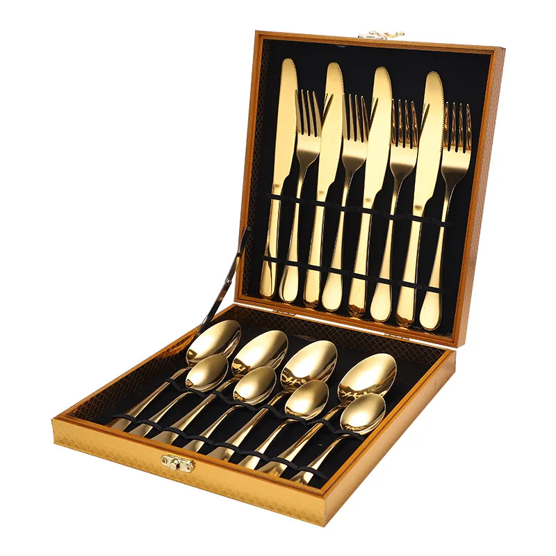 Golden tableware tableware 16-piece stainless steel cutlery set luxury kitchen appliance set