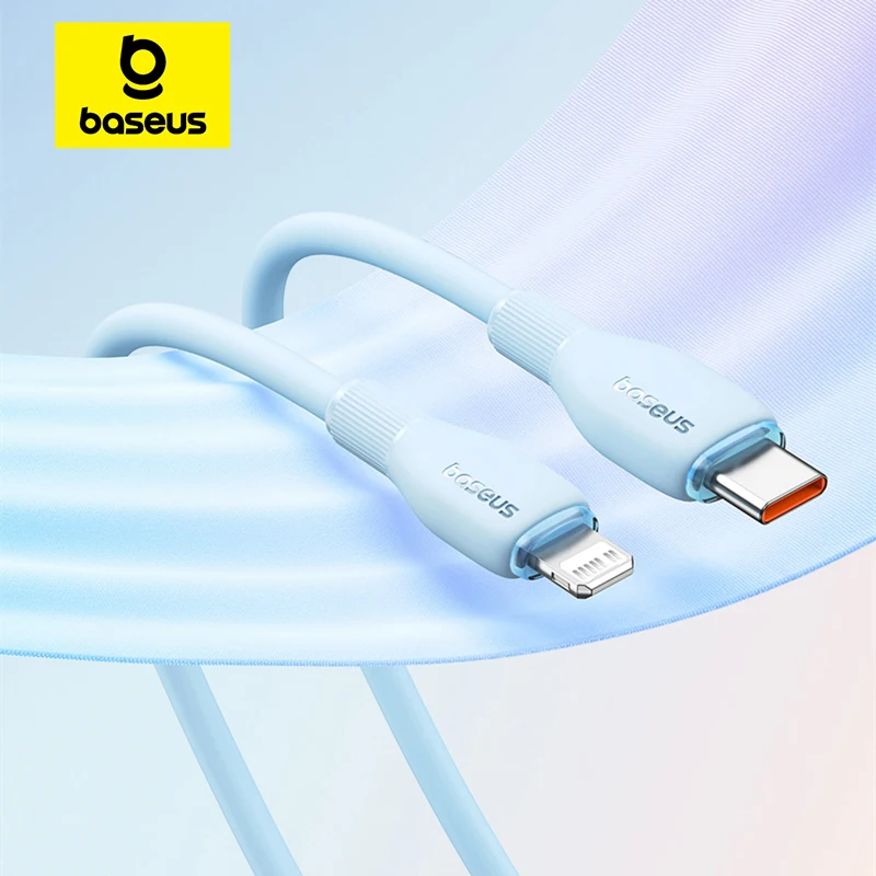 Baseus-Cable USB tipo C de carga rápida TPE de 20W para IPhone 14, 13, 12, 11 Pro Max, XS, Cable de datos de iluminación para iPad y Macbook