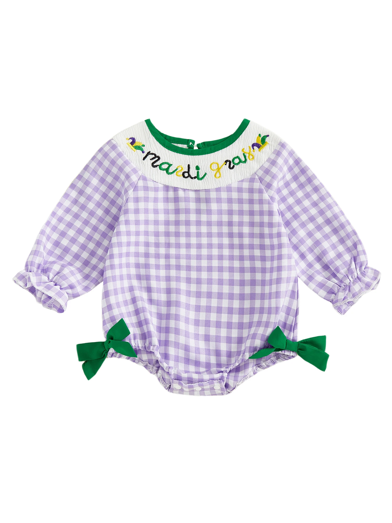 بدلة قفز للفتيات الصغيرات بأكمام طويلة ورقبة دائرية وأقواس جانبية وموضوع كرنفال - ملابس رائعة لـ #1