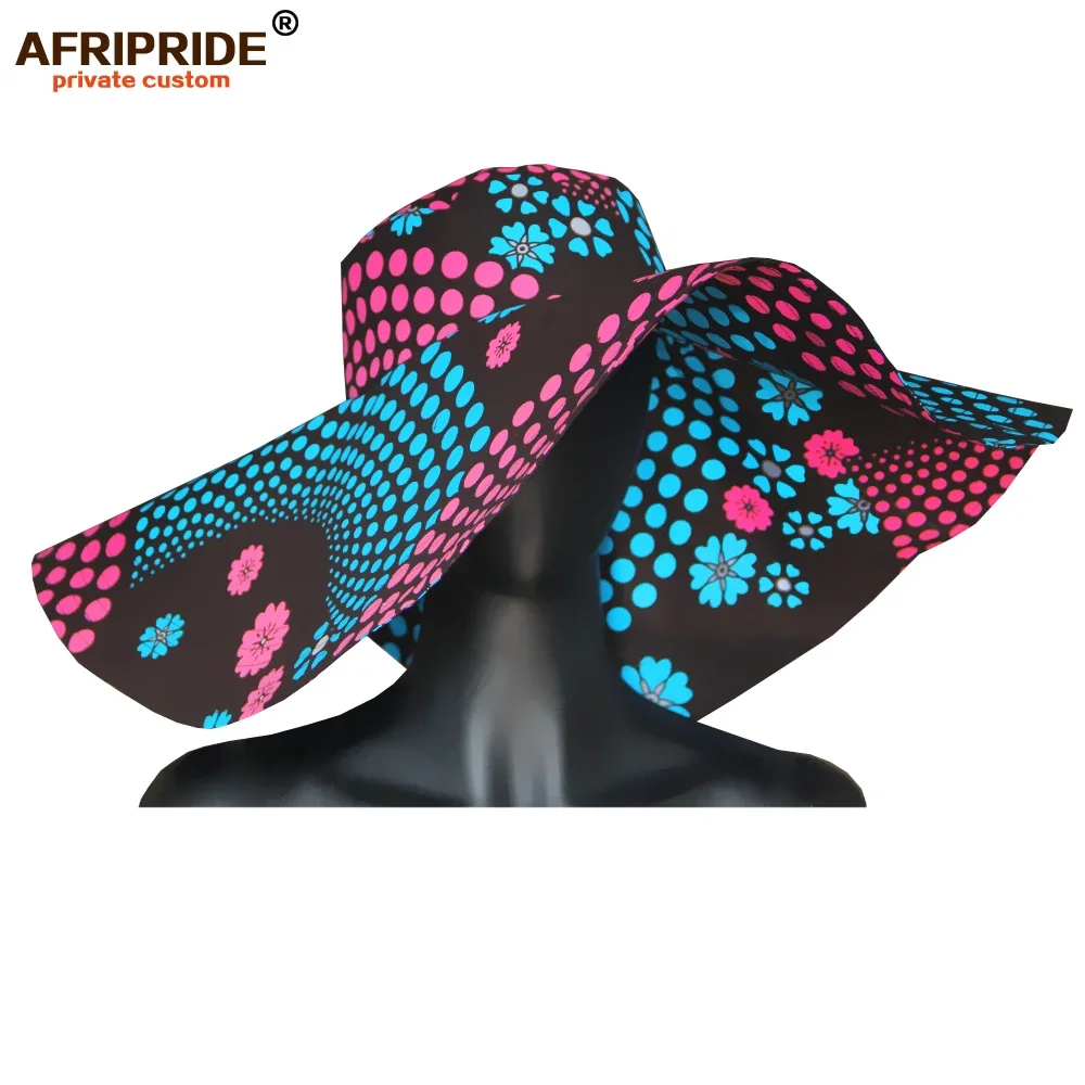 Women`s Hats African Print Floral Ladies Hats Ankara Fabric Wide Brim Hat Wax Batik Bazin Riche AFRIPRIDE A1928009