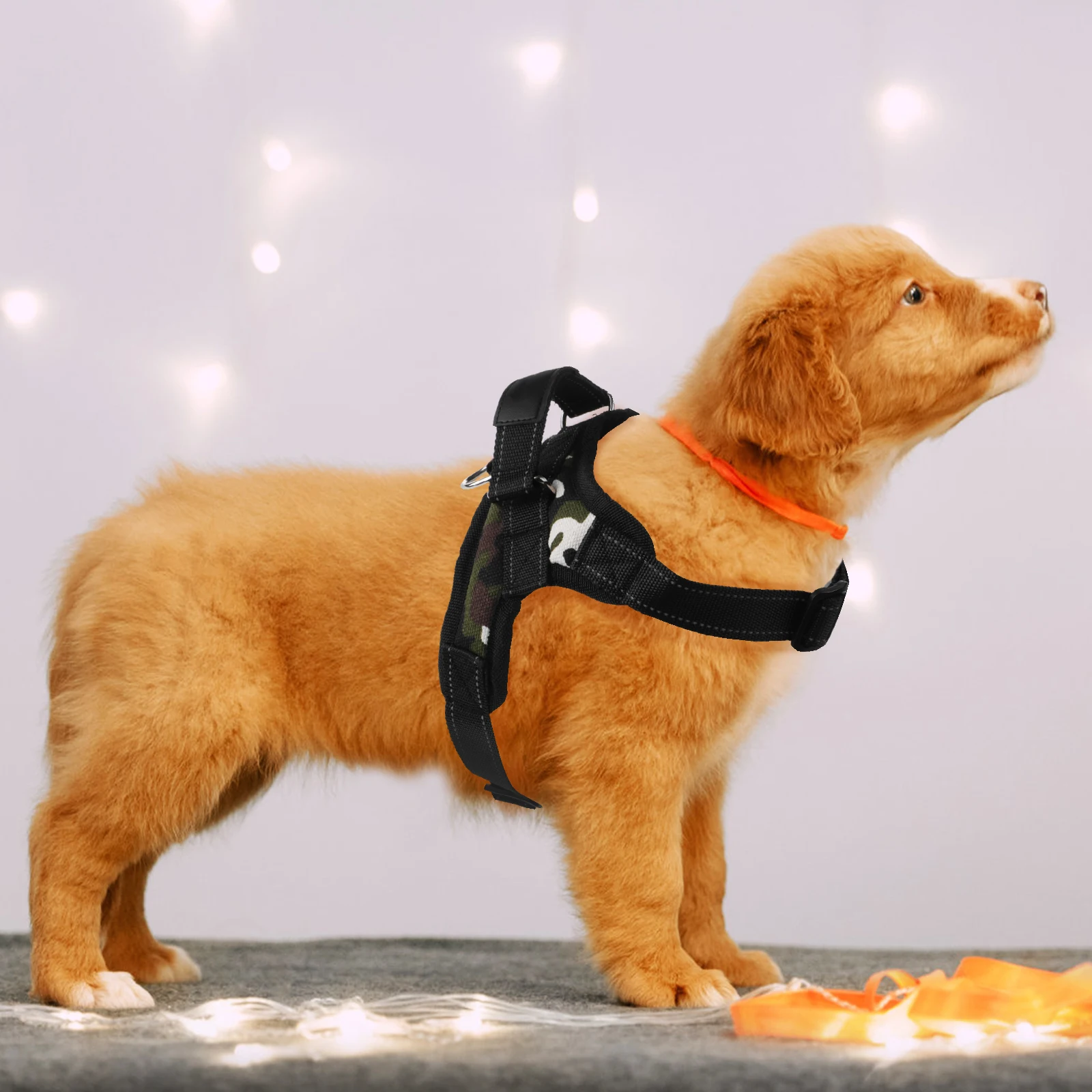 

Oxford Cloth Dog Harness Camouflage Saddle Type Medium Size Durable Quick Release Plastic Buckle Stainless Steel D Ring