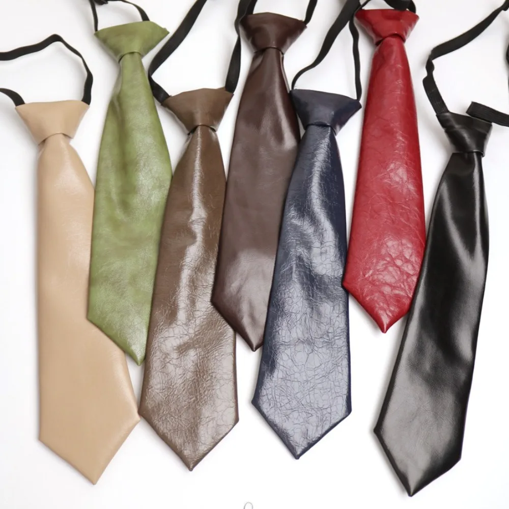 

Модные повседневные галстуки из искусственной кожи, однотонный галстук в студенческом стиле JK, резинка, не износостойкий ленивый галстук
