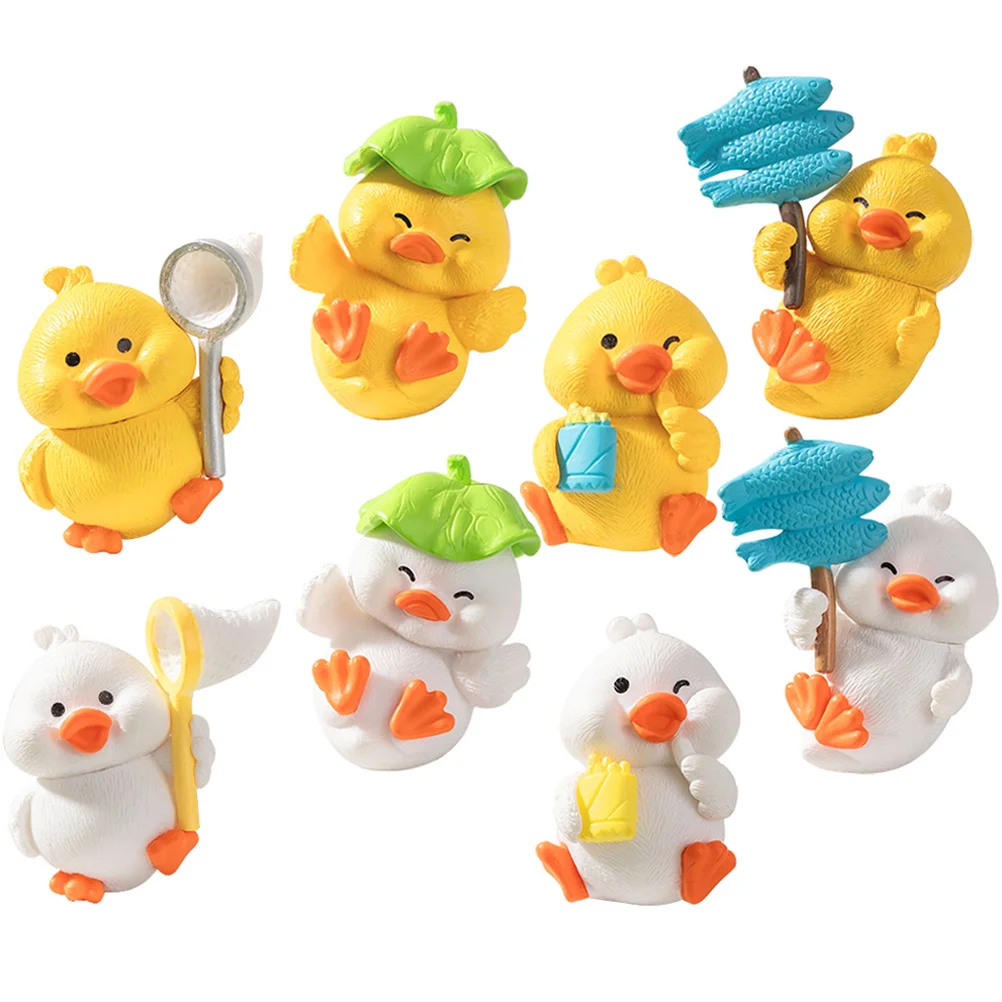 8 Stück Mini-Harz-Enten, kleine niedliche kleine Tier-Dekoration für Garten, Landschaft, Mikro-Moos, Sukkulenten, Mini-Garten-Desktop-Ornament