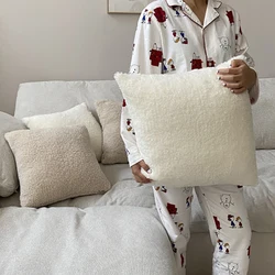 White Plush Cushion Cover Ultra Soft Housse De Coussin Sofa Throw Pillow Cover Comfortable Living Room Home Decoration