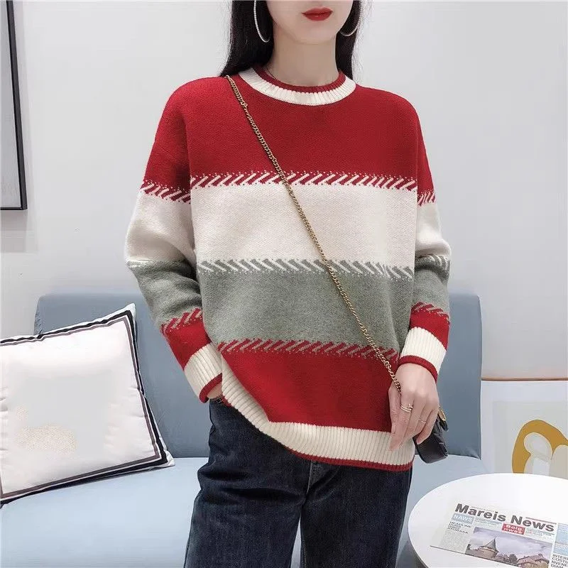 New Korean Fashion Knitted Sweaters Women Pullovers Autumn Winter Casual Warm Knitwear Femme Jumper Bottom Shirt Sweater