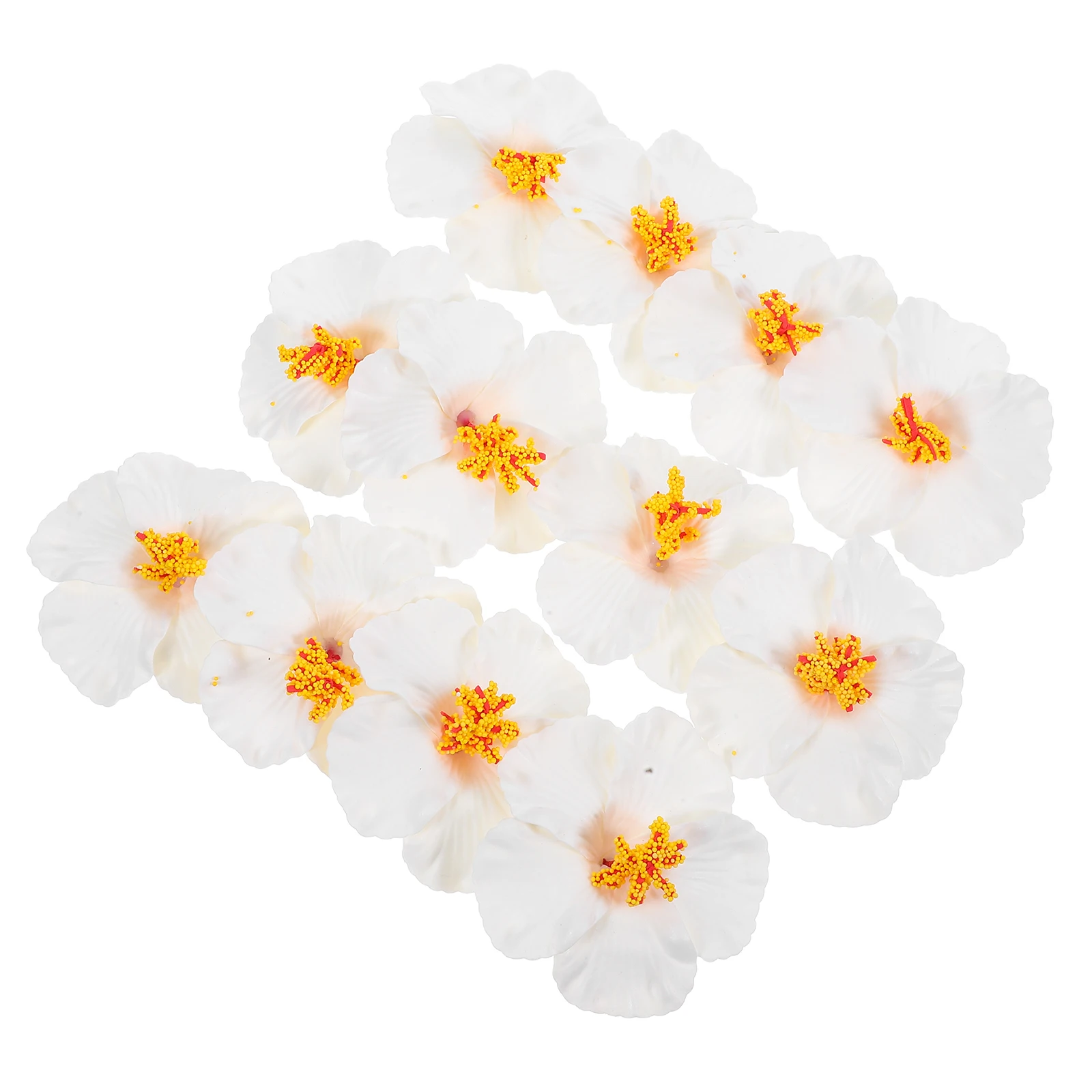 

12 Pcs Artificial Hibiscus Flowers Realistic Faux for Summer Flower DIY White Eva Material