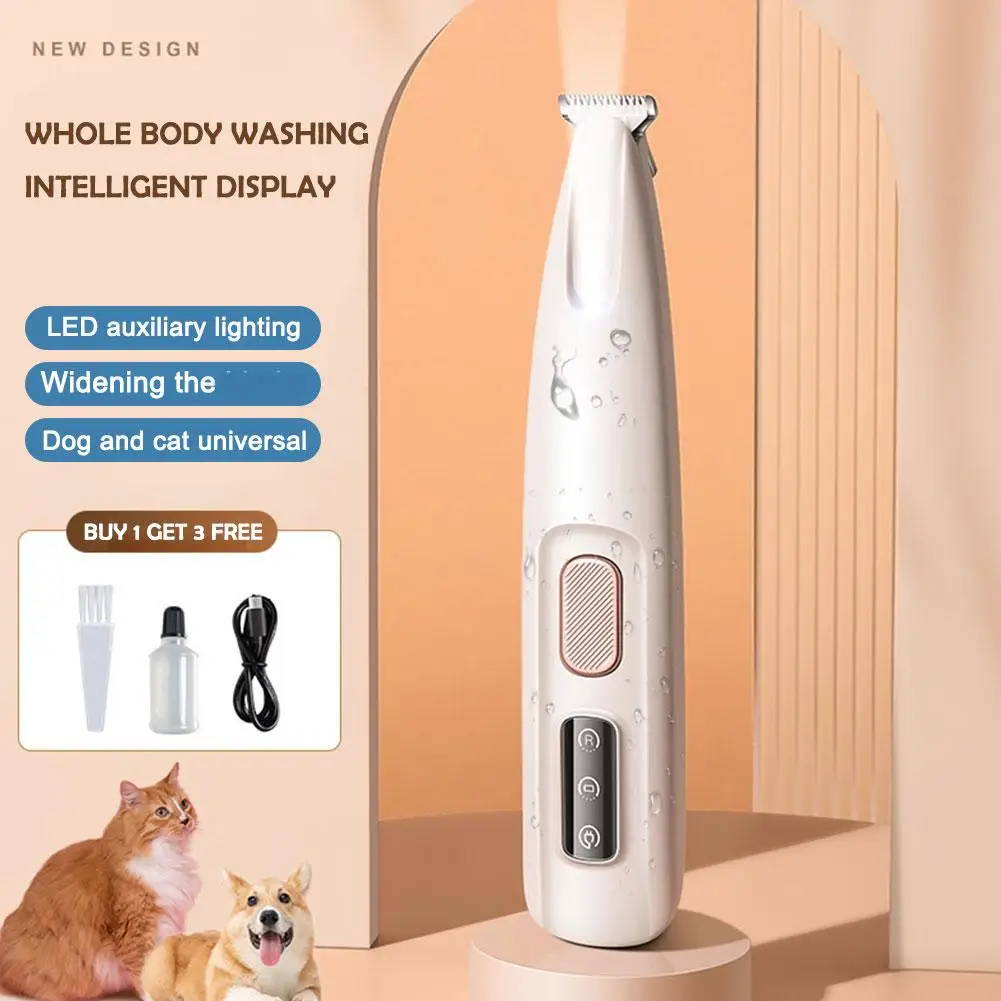 Multifuncional Pet Hair Clippers, Barbeador recarregável à prova d'água com LED, Pet Light Trimmer, Cabelo Displa J5R2