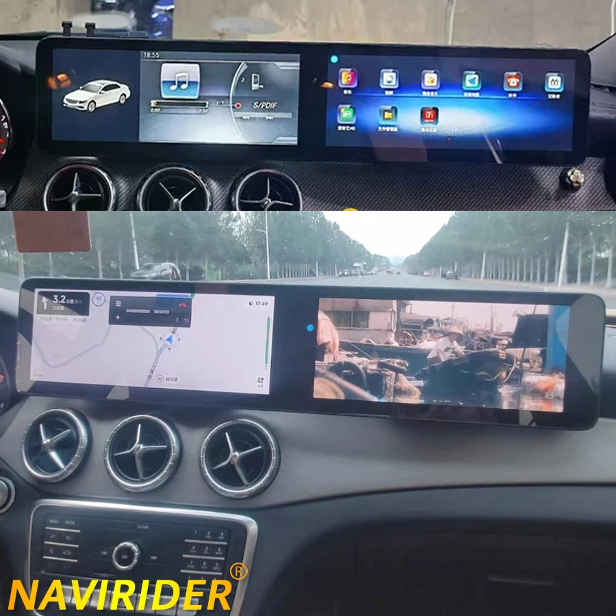 For Mercedes Benz A Class CLA GLA X156 2013-2018 Upgrade Dual Screen Multimedia Player Carplay Audio GPS