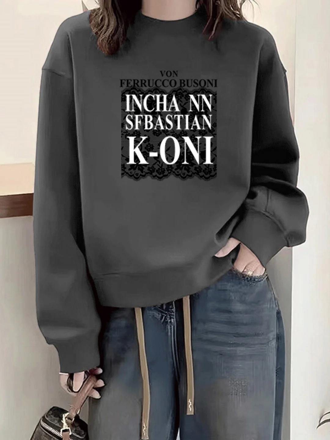 

Женская толстовка с круглым вырезом, на флисовой подкладке, утепленная, свободного кроя, в корейском стиле, с длинными рукавами, с принтом