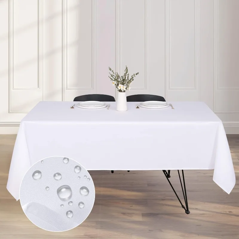 Wipe Clean Tablecloth Waterproof Rectangle Tablecloth, Polyester Table Cloth for 6 To 8 Seater Dining Table Cover for Kitchen