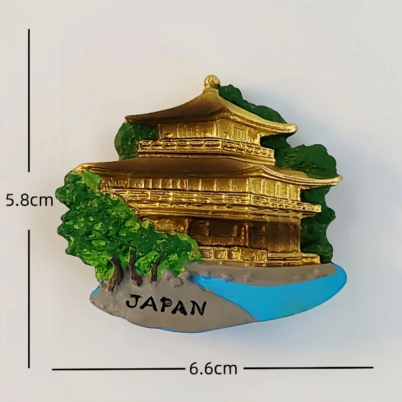 Japan，Kyoto Prefecture，Kinkaku-ji，3D Stereoscopic，Tourism souvenirs，Resin painting，Decoration home，Refrigerator magnets