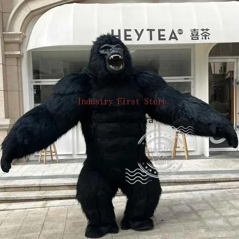 2.6M Black Gorilla King Kong Inflatable Costume Mascot for Adult Halloween Orangutan Cosplay Costume Funny Christmas Costumes