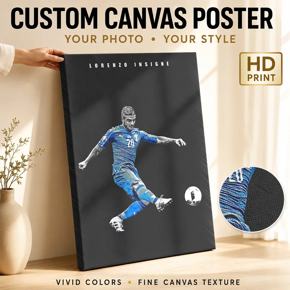 Lorenzo Insigne Canvas Poster Custom Photo Modern Aesthetic Wall Art for Living Room Bedroom Decor Ready to Hang Gift for Fans