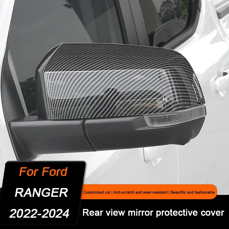 2Pcs Carbon Fiber Car Rear Mirriors Cover Protective Shell Cover For Ford Ranger 2022 2023 2024 2025 Auto Exteriors Accessories