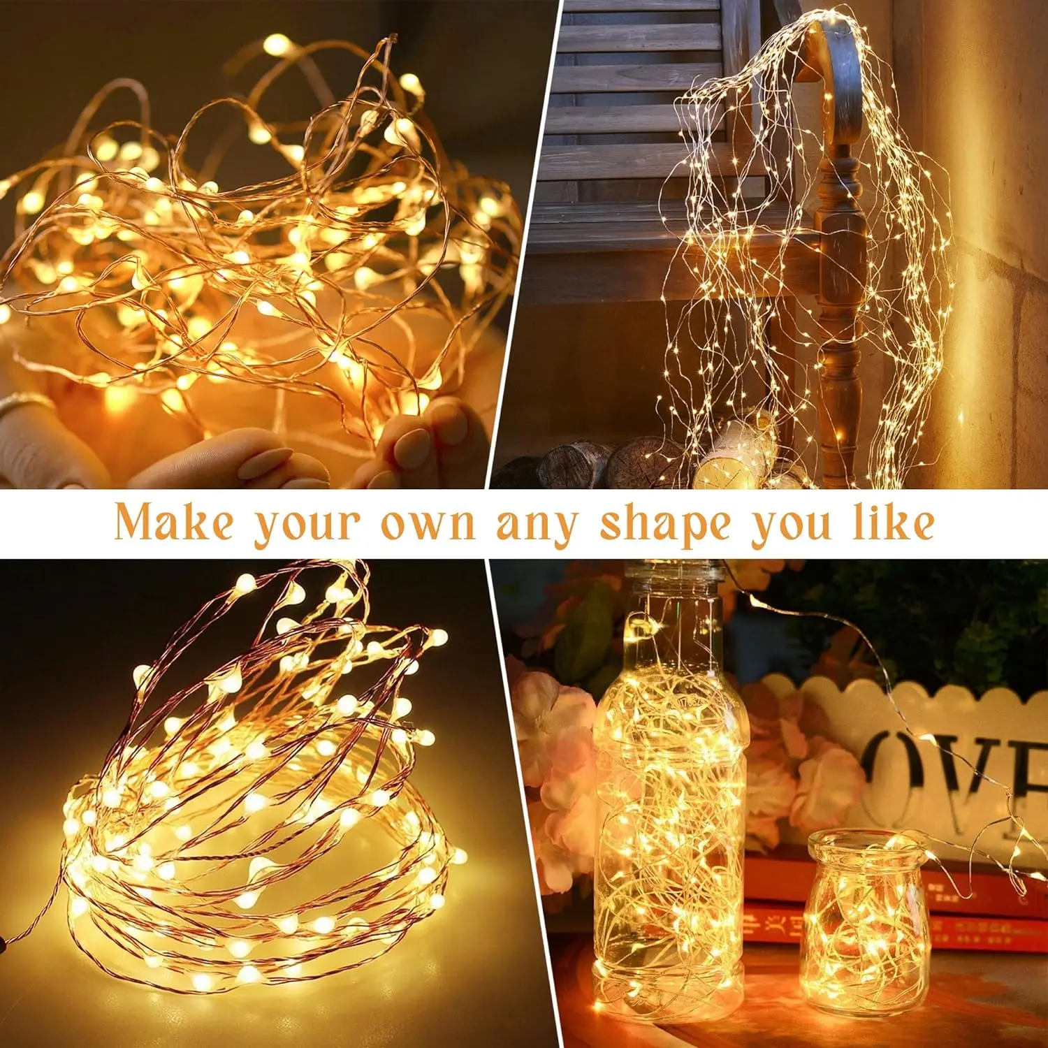 Solar String Lights Outdoor Solar Powered Waterproof Fairy Lights 8 Modes Lights for Christmas Patio Party Tree Yard Decoration