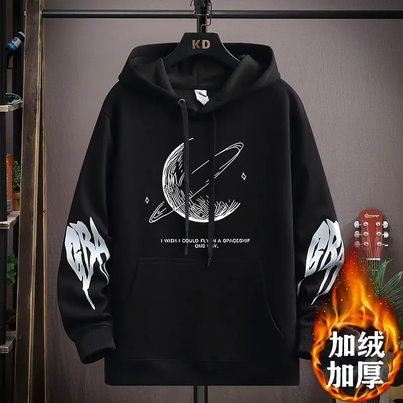 

Мужской свитер на осень и зиму, повседневная трендовая толстовка с длинными рукавами и спортивным принтом, флисовая толстовка