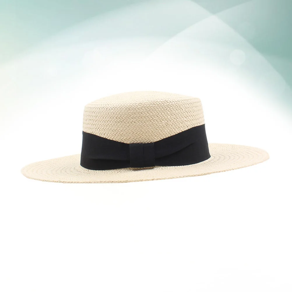 

Straw Adjustable Wide Brim Sun Protection Hat Black Beach Sunhat Holiday Cap Woman Hat Holiday Cap Straw Sunhat