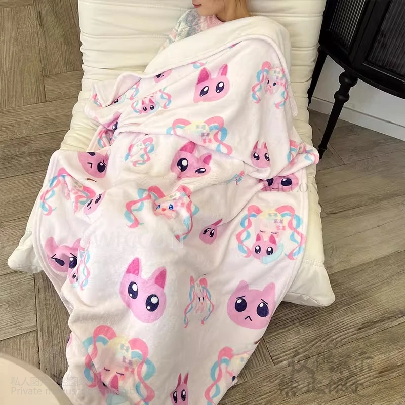 أنيمي كانجيل تأثيري لعبة المحتاجة فتاة جرعة زائدة لطيف المرجان بطانية قطيفة موضة الكرتون لينة مطبوعة هدايا الهالوين حسب الطلب