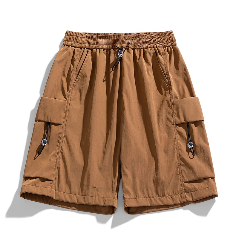 Sommer-Herren-Cargo-Shorts aus Eisseide, lockere Passform, schnell trocknende Arbeitskleidung, leichte, atmungsaktive Outdoor-Sport-Gymnastik-Laufshorts