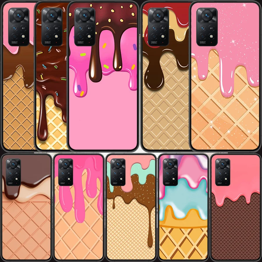 Summer Cream Chocolate Fruit Ice Cream Phone Case For Redmi Note 14 13 Pro 5G Plus 12 12C 10 10A 10C 9 9A 9C 9T 8 8A K60 K70 Pro