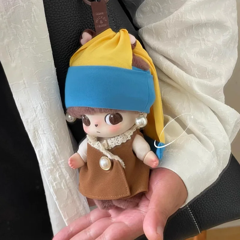 Ubranka dla Labubu dla dziewczynek z kolczykami z pereł, pasujące do Zsiga/Dimoo/Labubu/Star People, zabawne ubranka dla niemowląt.