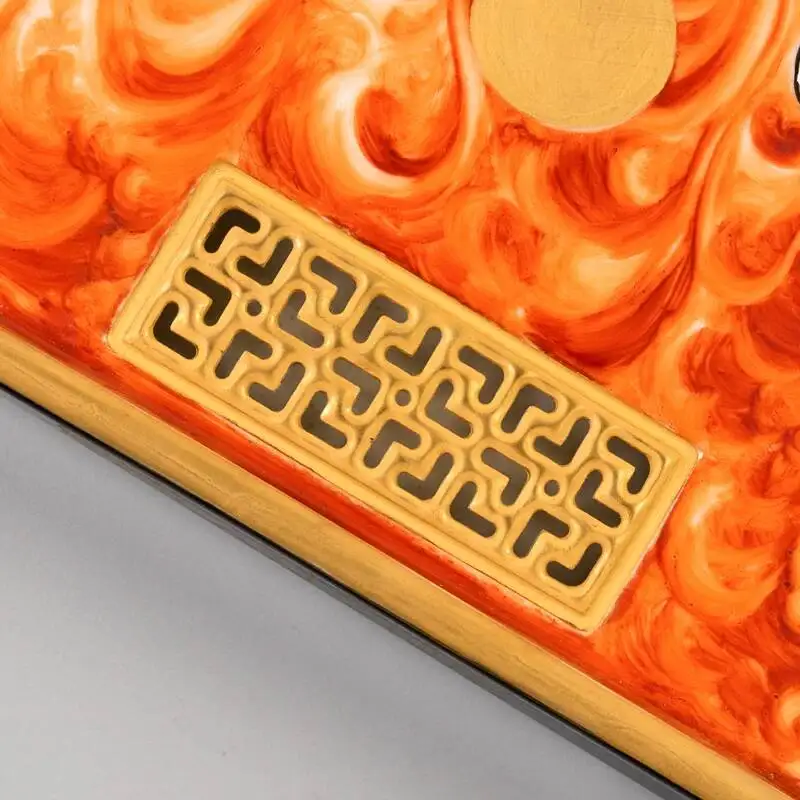 Holy Mountain Jingdezhen Pastel Gold Dragon Sun Hand-Painted Alum Red Ceramic Set Dual-Use Dry And Wet Tea Tray