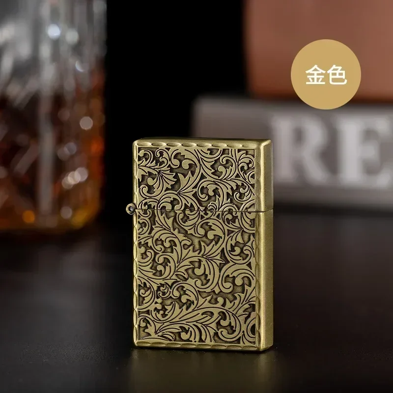 Vintage WindInflatable Lighter The Arabesque Pattern Lighter Block Rushes Smoke Accesoires Gadgets for Men Butane Gas Lighter