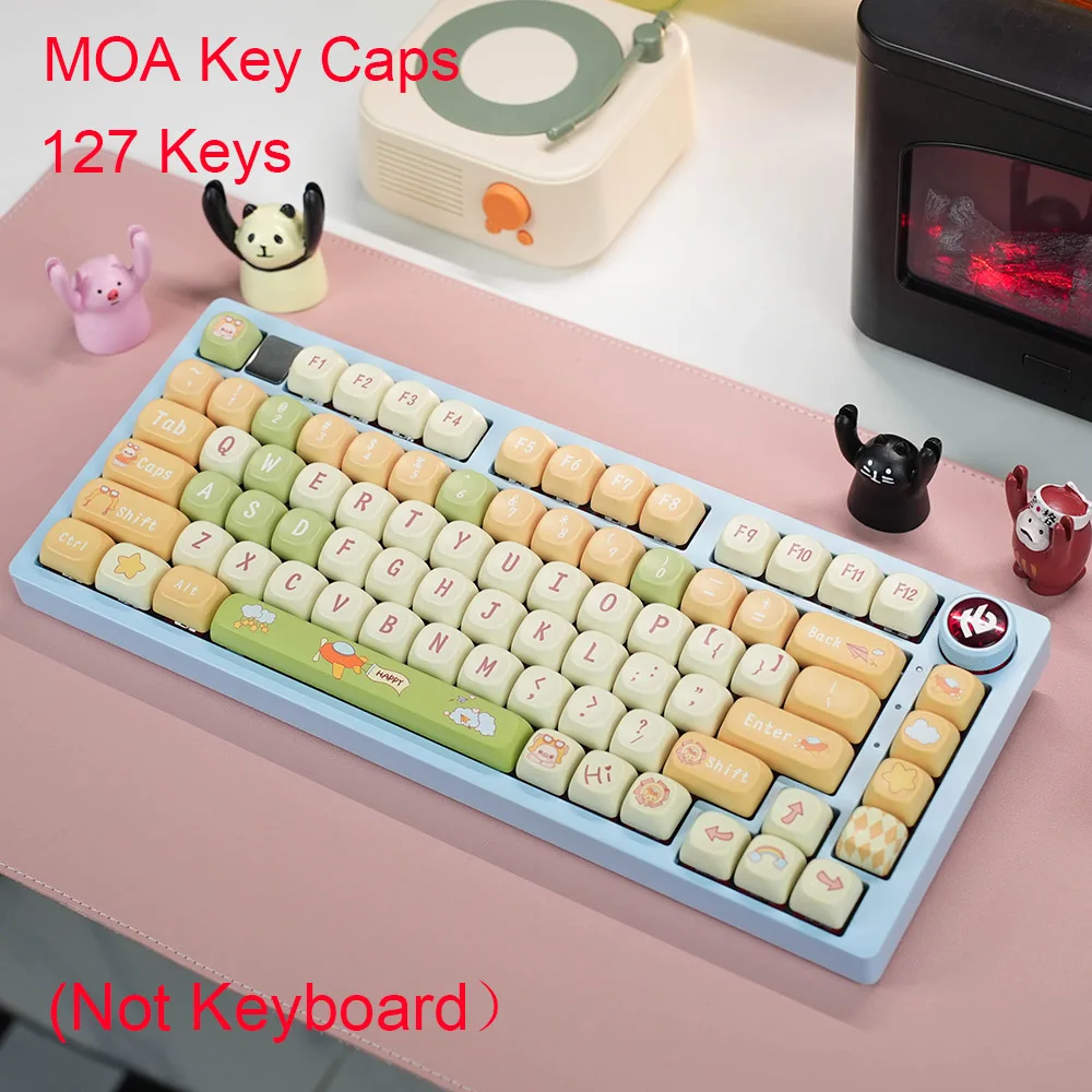 

Колпачки для клавиш Piggy Pilot MOA 127, на заказ, милые колпачки для ключей из ПБТ с героями мультфильмов, набор для механических клавиатур MX Switch