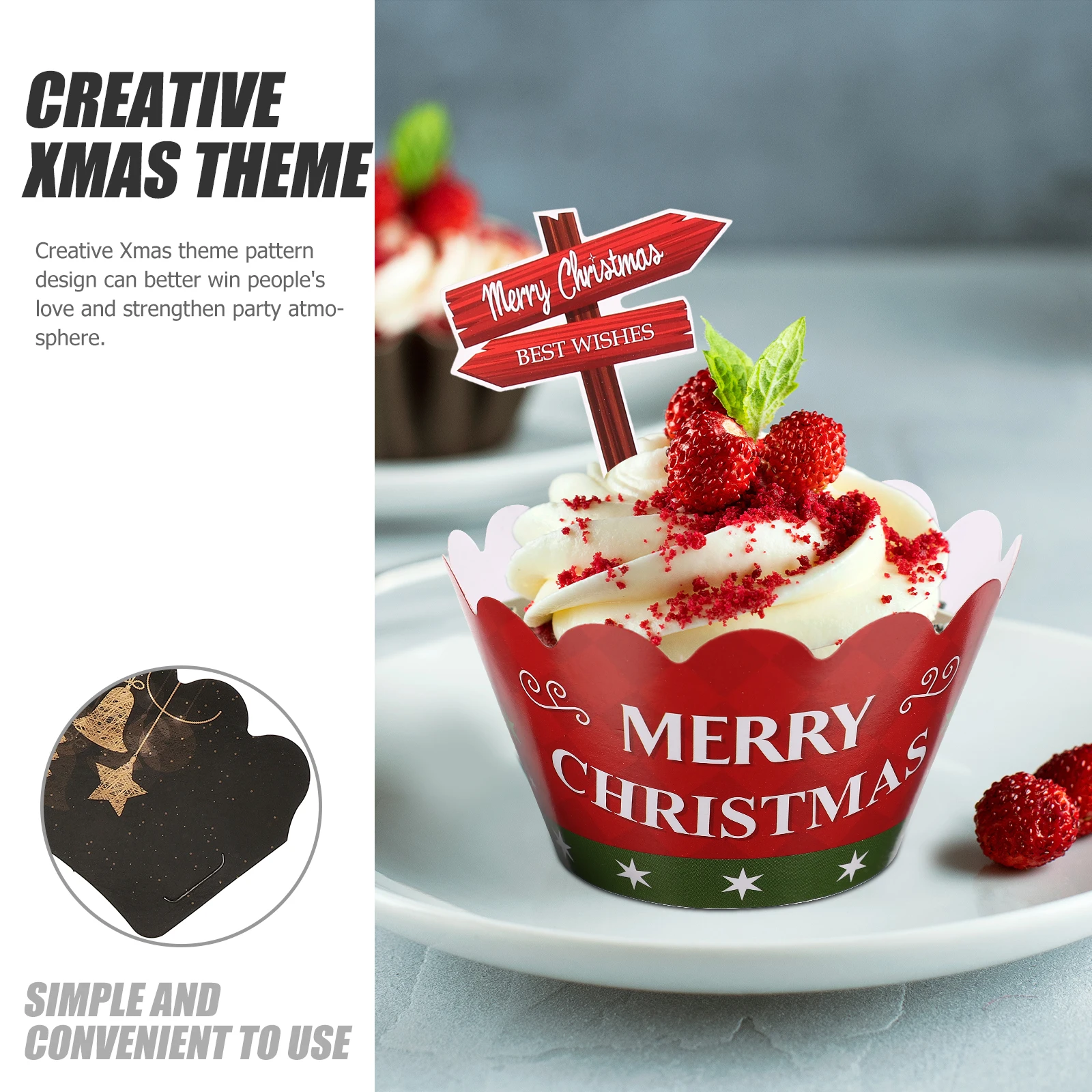 

48 Pcs Cake Card Insertion Topper Party Decor Decorations Cupcake Ornaments Edible