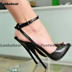 Black Slingback Concise Sandals Open Toe Ankle Buckle Stiletto Novelty Style Sexy Women Summer Shoes 2024 Zapatos Para Mujere