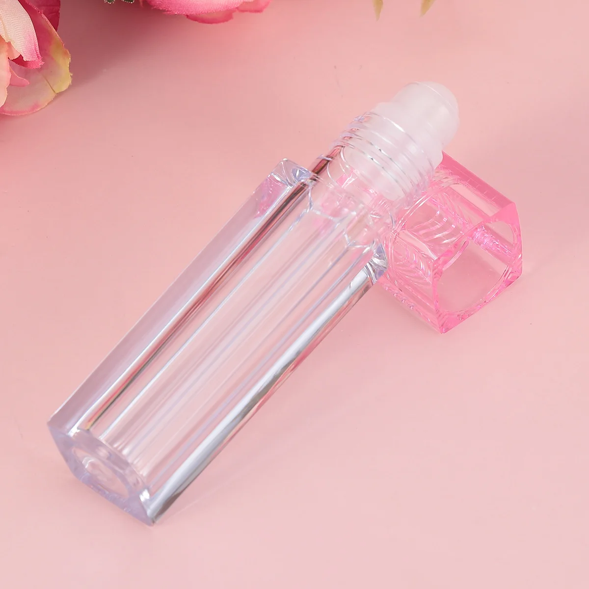 

10pcs 1 Set Refillable Lip Oil Vials Smooth Roll-On Lip Balm Bottles Moisturizing Portable Pink Cap Leak-Proof For Women Girls