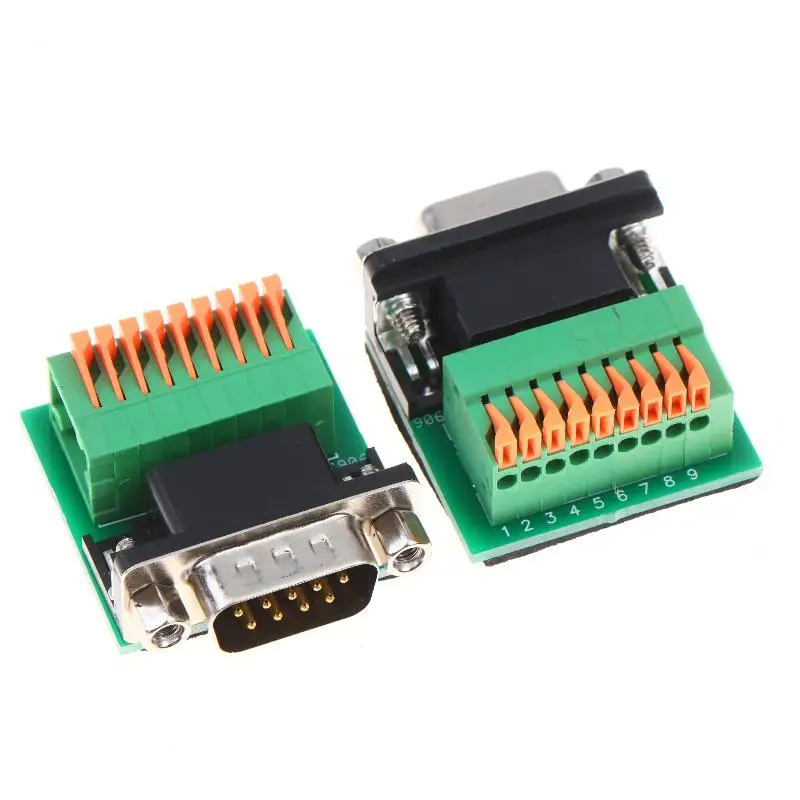 🛒DB9 Male Female To RS485 RS422 9Pin Solderless Quick Connect Terminal Adapter Connector DB9 Welding-free Head Joint Adapter