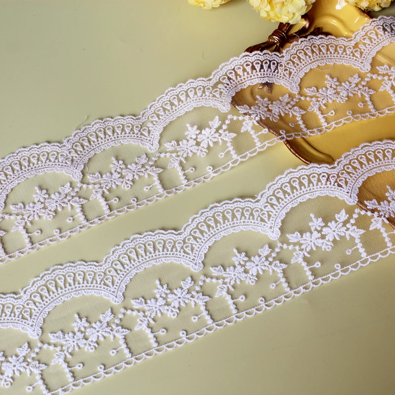 Embroidery Mesh Cotton Lace Ribbon, Dress Decoration, DIY Garment Material, Needlework Sewing Accessories, 19Y, 7.8cm, 590