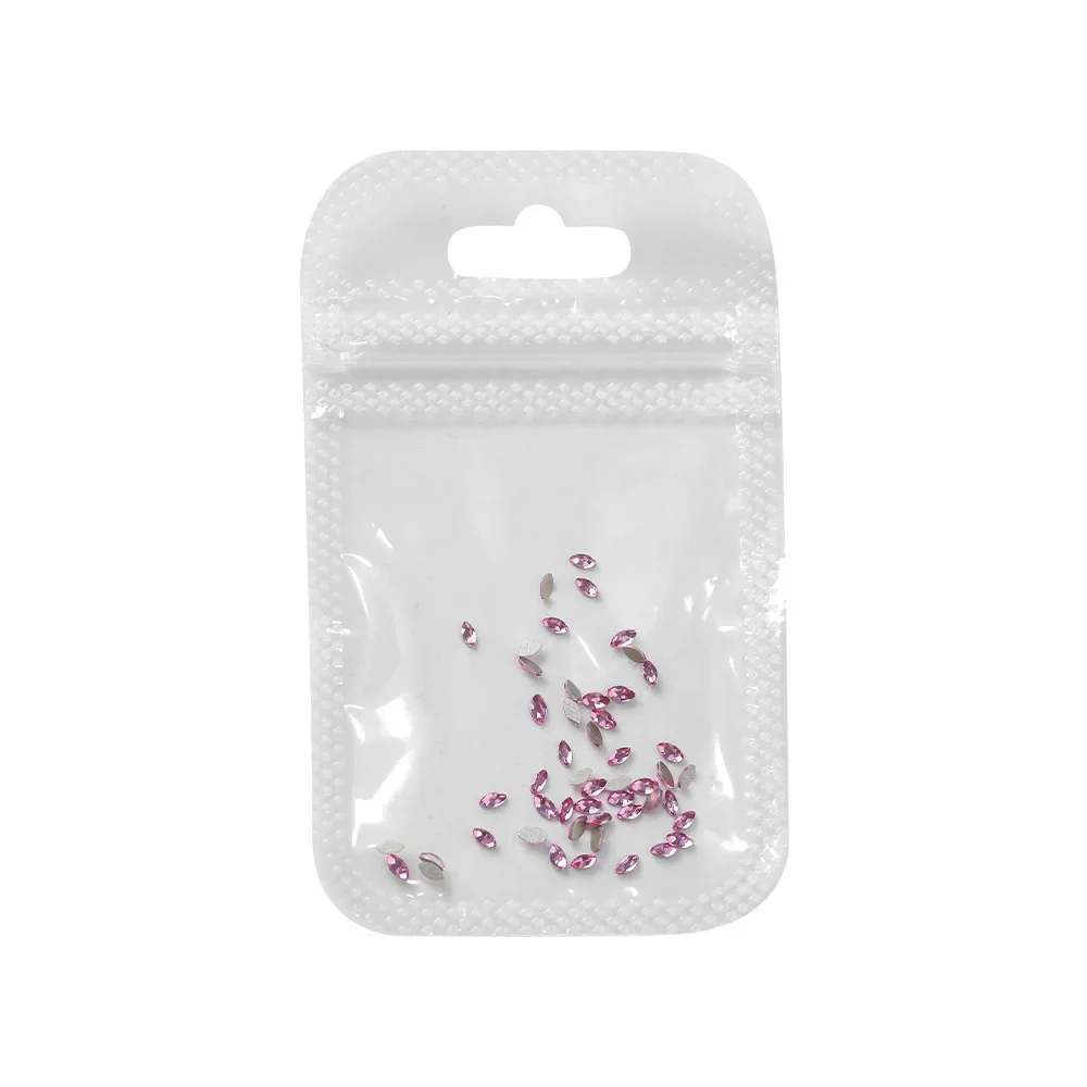 Mini dijes de circón de ojo de caballo brillante para uñas, accesorios de manicura, diamantes de imitación para decoración de uñas, rosa y blanco, 50 piezas