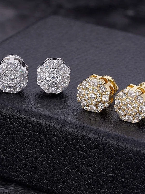 Wholesale Gold Fashion Flower 925 Sterling Silver Earrings Small Moissanite Diamond Gold Plated Stud Earrings For Women Men