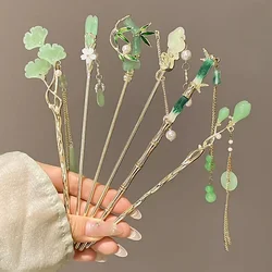 New Chinese Style Bamboo Tassel Hairpin for Women 2024 New Style Back of The Head Coiled Hair Ancient Style Hanfu Headwear