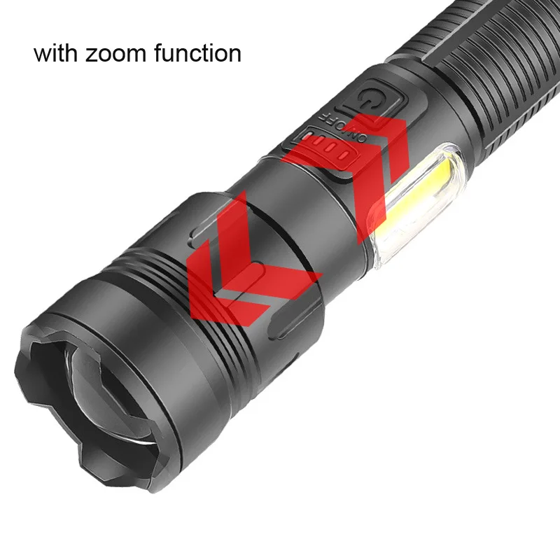 White Laser High Power LED Flashlight, USB rechargeable Waterproof Torch, Zoomable 3 main light modes Light