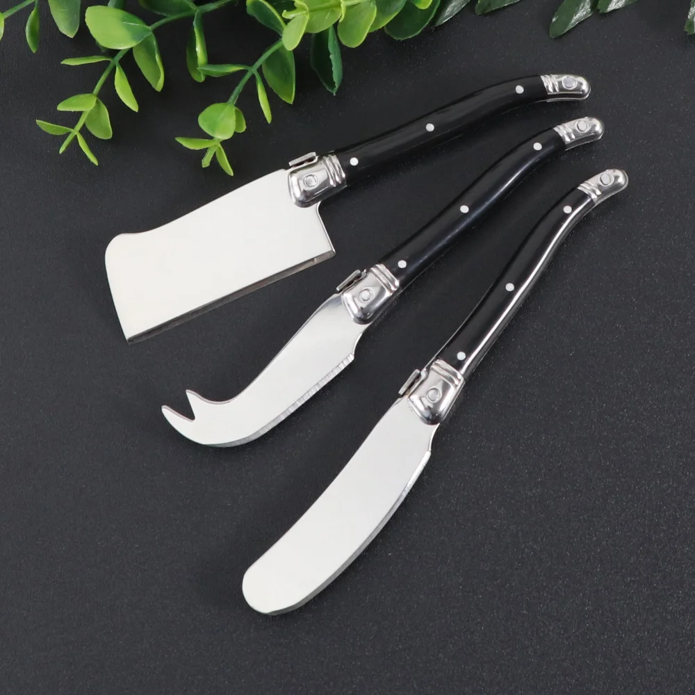 Jaswehome 3pcs Laguiole Mini Butter Spatula Cheese Cleaver Set Stainless Steel Cheese Slicer Charcuterie Accessories For Parties