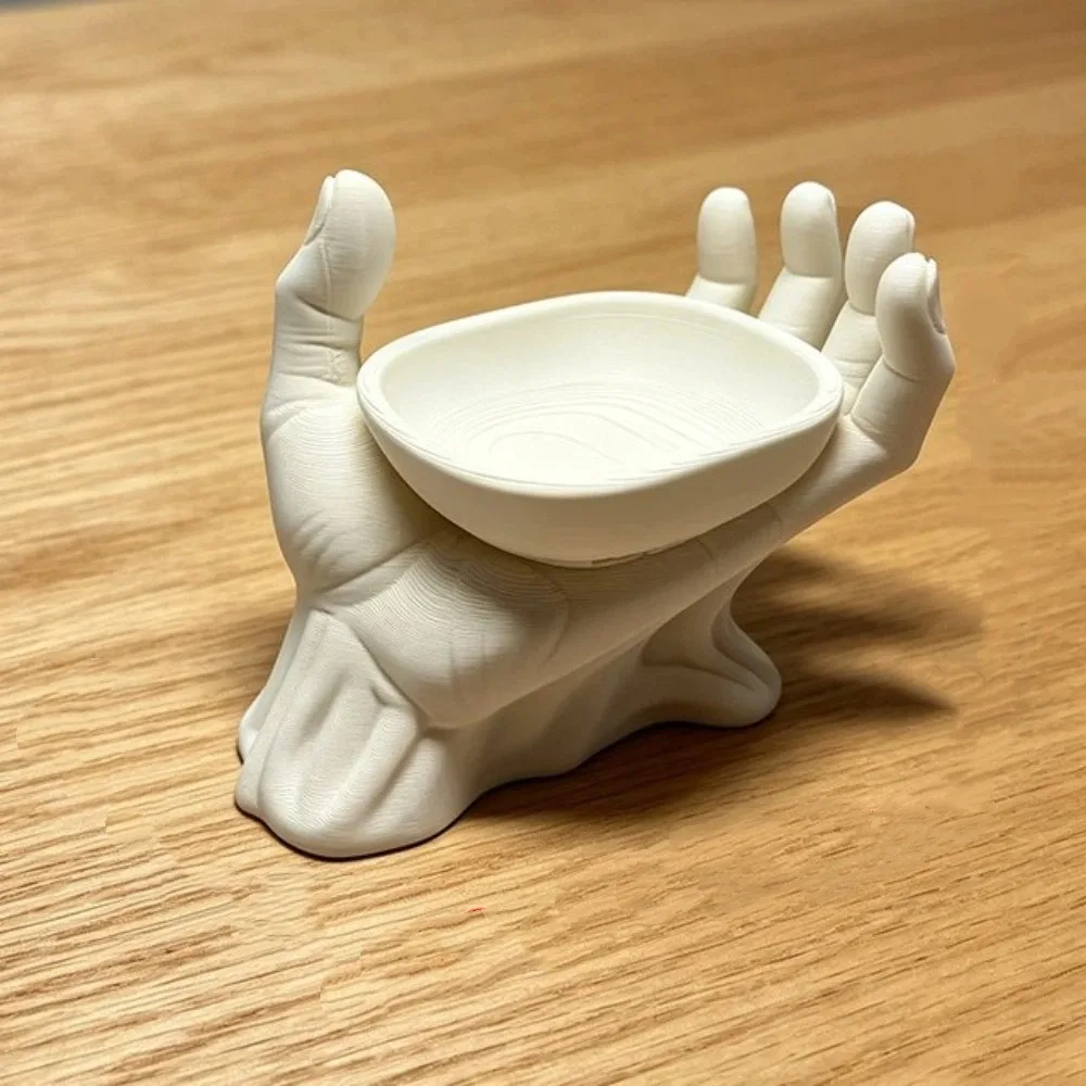 Open Palm Palm Jewelry Storage Tray 3D Printed Plastic Hand Sculpture Multi-purpose Decorative Ornament Household