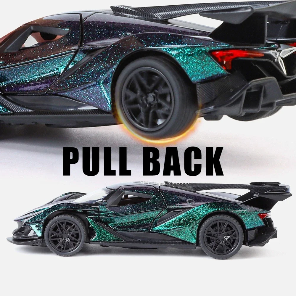 Modelo de coche de carreras Apollo IE 1:32, juguete con luz musical, súper puertas de coche abiertas, modelos de vehículos fundidos a presión de Metal para niños, el mejor regalo