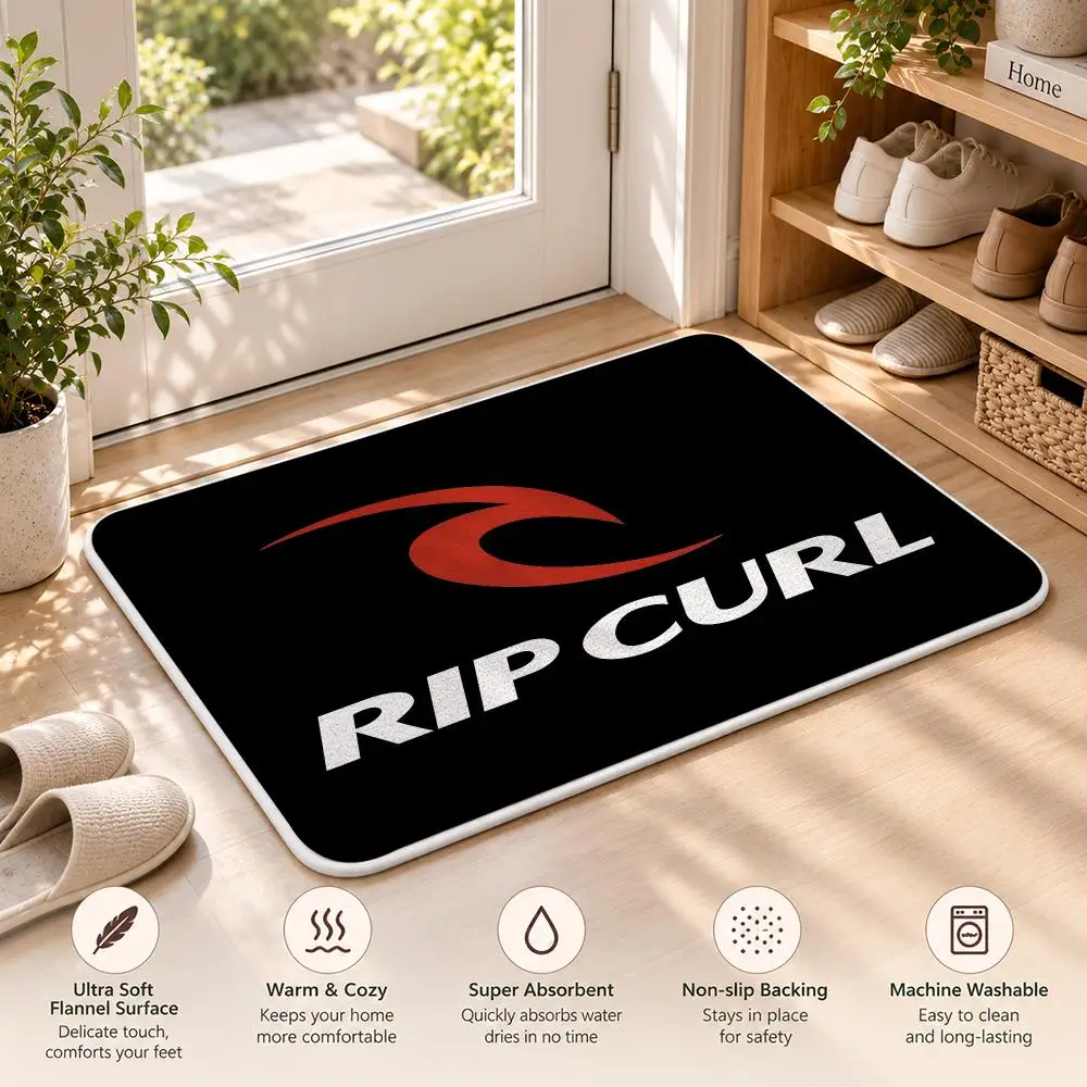Rip C-Curl Surf Logo Floor Mat Flannel Rug Soft Non Slip Washable Door Mat For Bathroom Bedroom Kitchen Home Decor