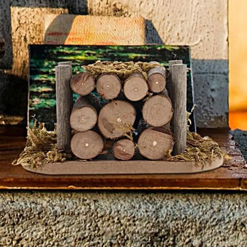 Kleine Houten Open Haard Stapel Model 1:12 Fee Tuin Logs Beeldjes Miniatuur Keuken Accessoires Vintage Poppenhuis Meubels Voor