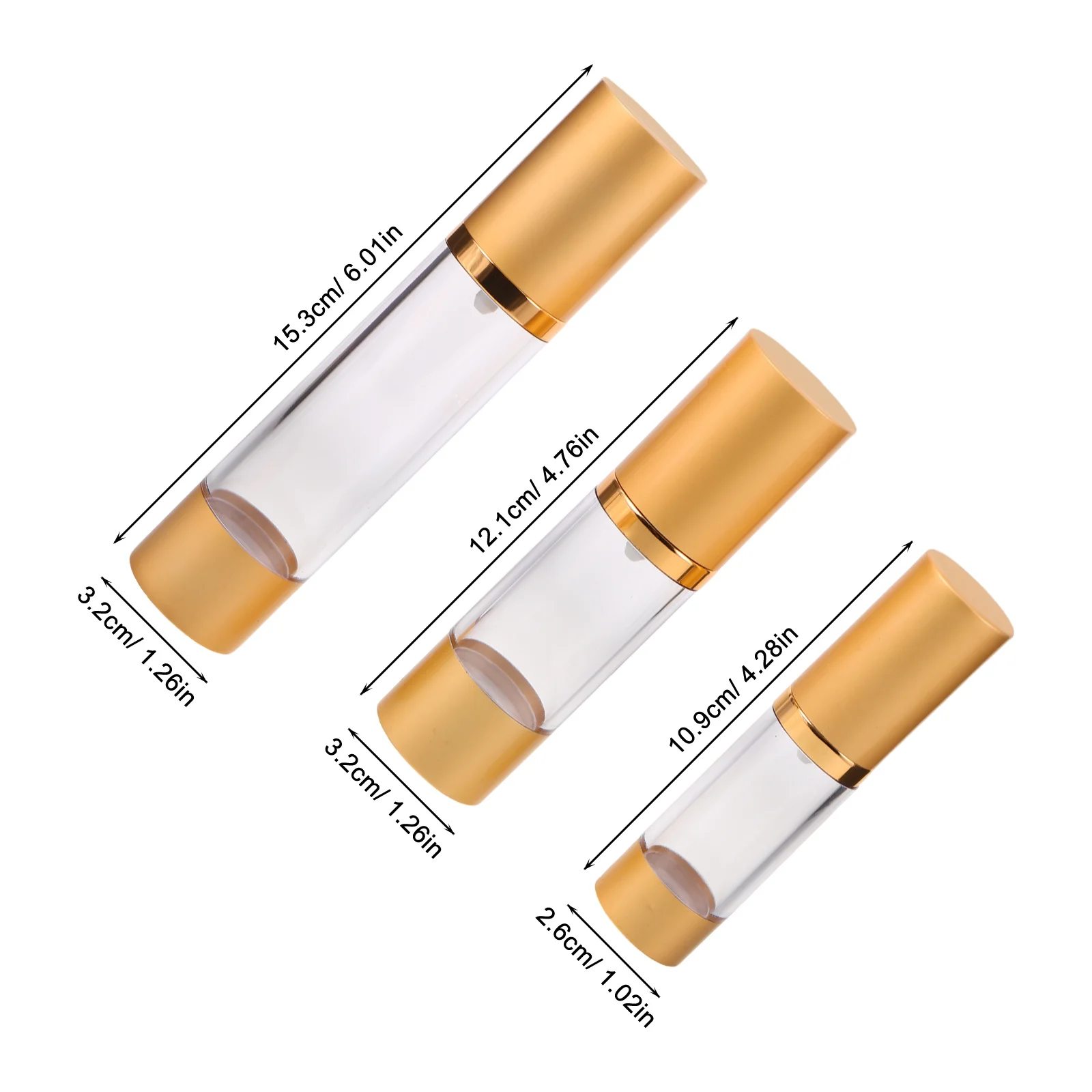 3 pezzi bottiglia sottovuoto 15 ml 30 ml 50 ml contenitore pompa airless per crema per il viso fondotinta siero contenitori da viaggio riutilizzabili