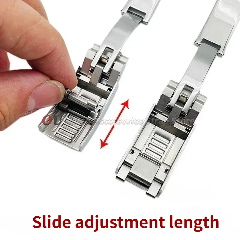9x9mm Stainless Steel Watch Band Glide Clasp for Rolex DAYTONA SUBMARINER GMT Yacht-Master Fine-tuning Pull Button Watch Buckles image 3