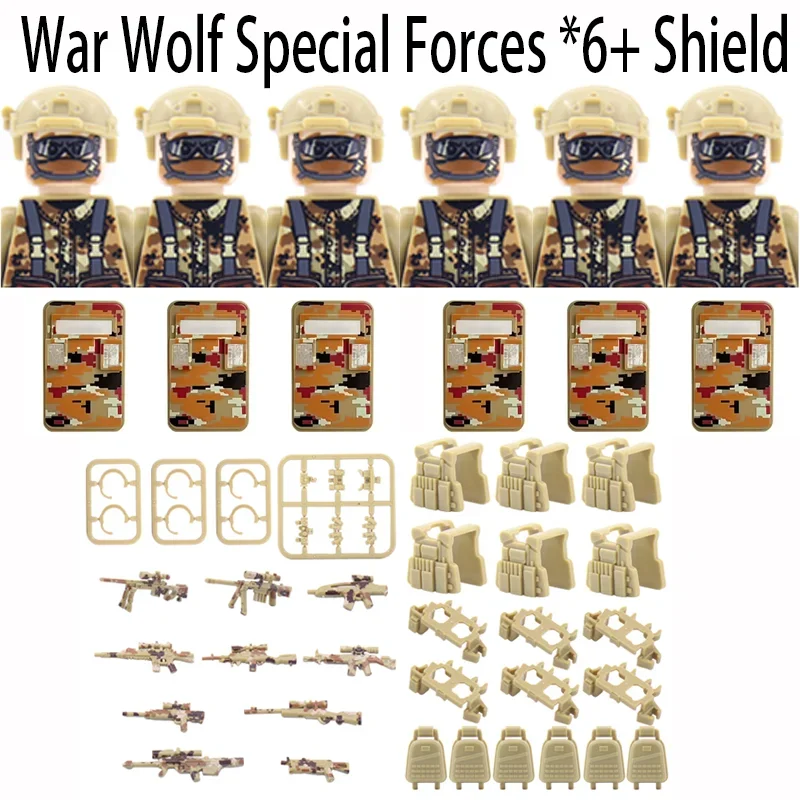 Special Forces SWAT Soldiers Police Military Action Figures Building Blocks Set Riot Equipment Collectible Model Toy Gifts