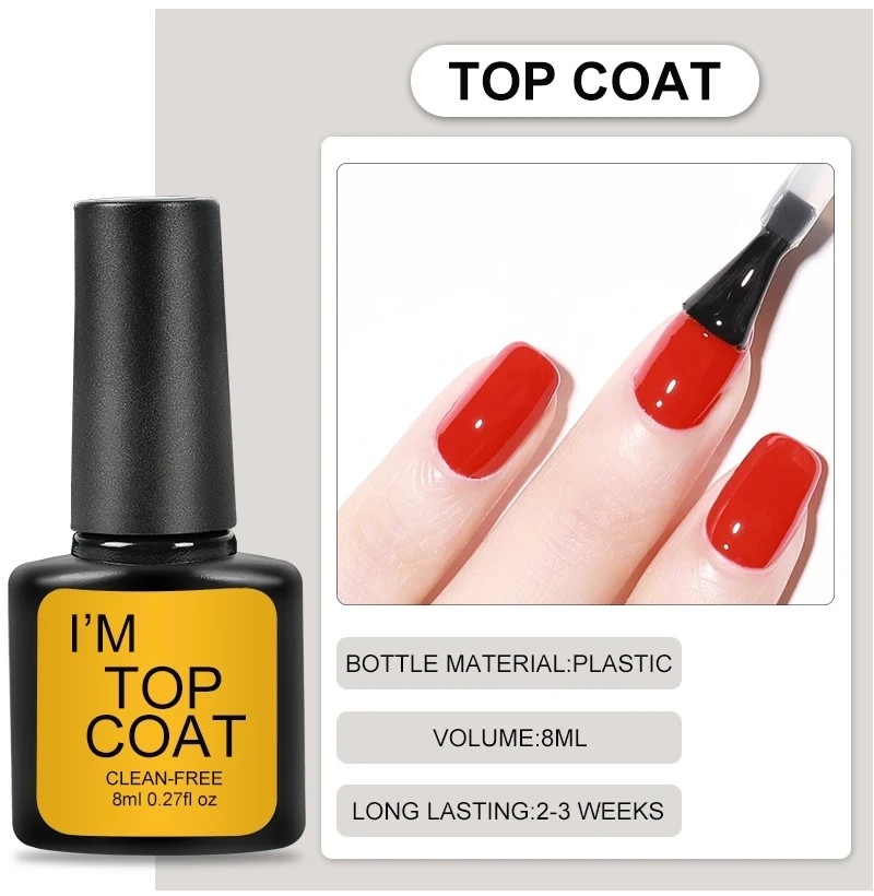 Set de 4 piezas de esmalte de gel transparente superior y base, kit de manicura semipermanente, esmaltes removibles con remojo LED UV 4